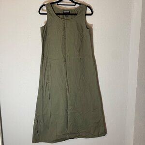 VTG Excitation 90s Olive Green Grunge Cotton Maxi Dress Sz M